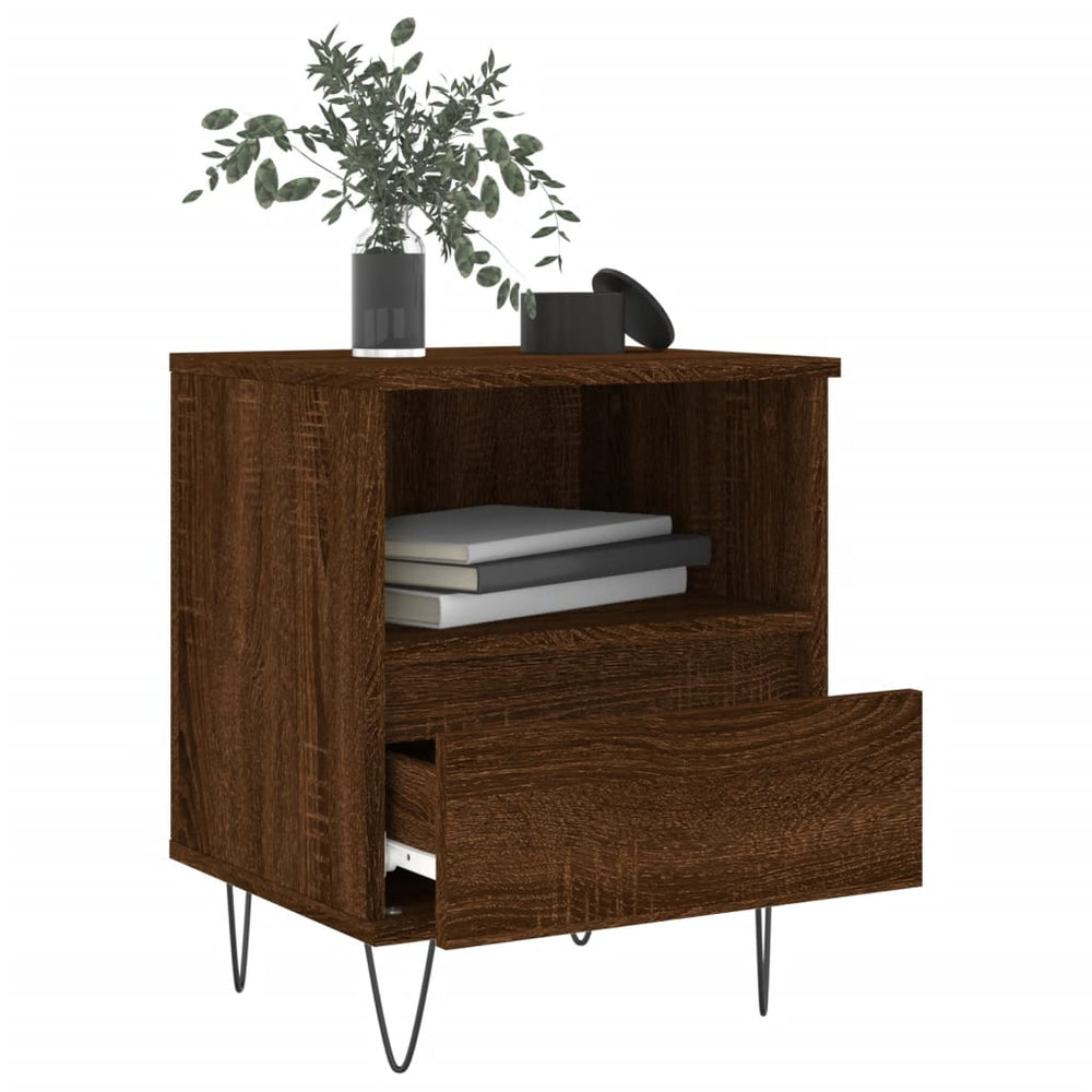 Nachtkastje 40x35x50 cm bewerkt hout bruin eikenkleur MeubelReus