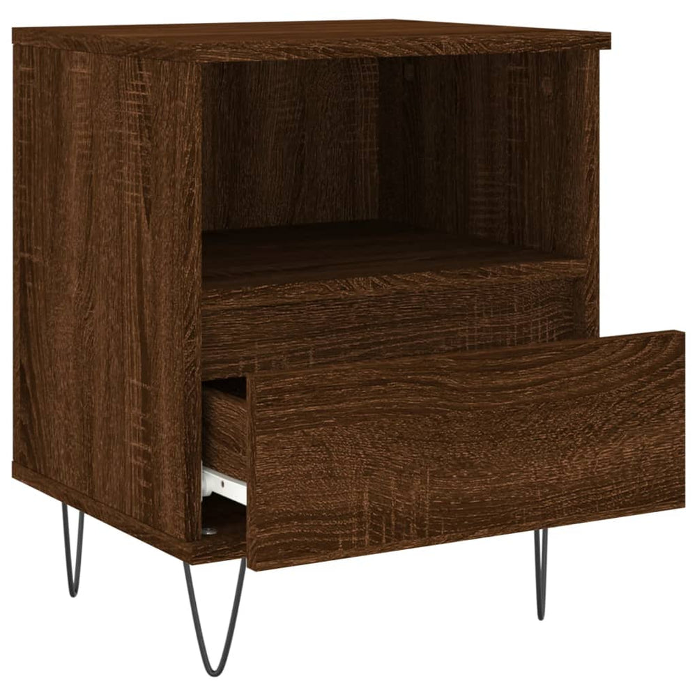 Nachtkastje 40x35x50 cm bewerkt hout bruin eikenkleur MeubelReus