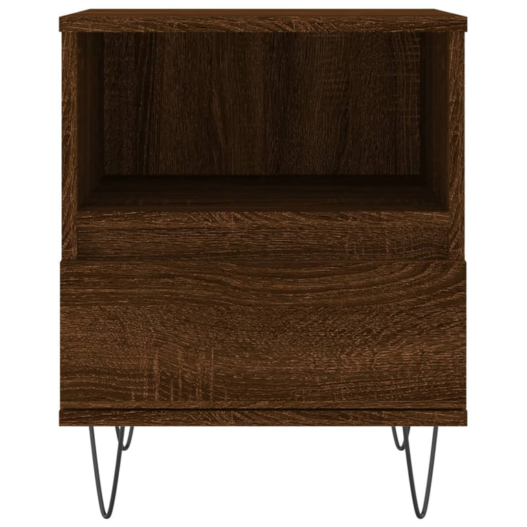 Nachtkastje 40x35x50 cm bewerkt hout bruin eikenkleur MeubelReus