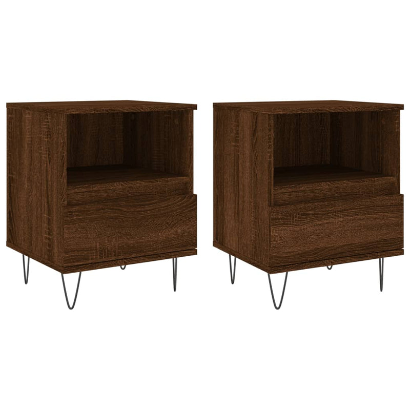 Nachtkastjes 2 st 40x35x50 cm bewerkt hout bruin eikenkleur MeubelReus