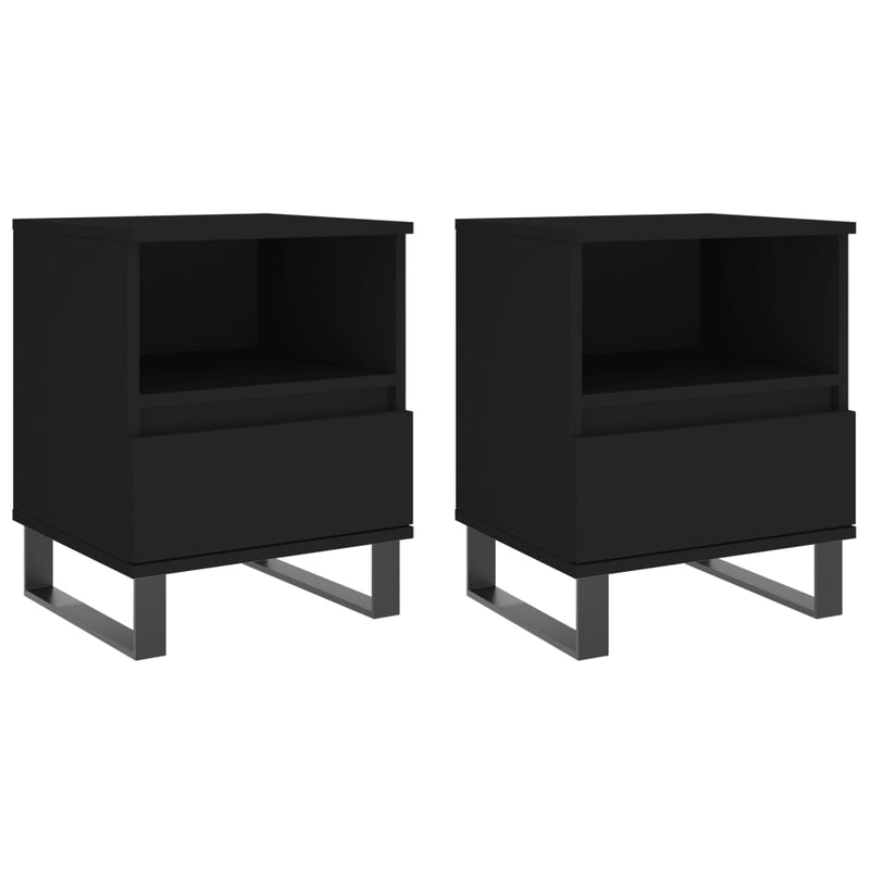 Nachtkastjes 2 st 40x35x50 cm bewerkt hout zwart MeubelReus