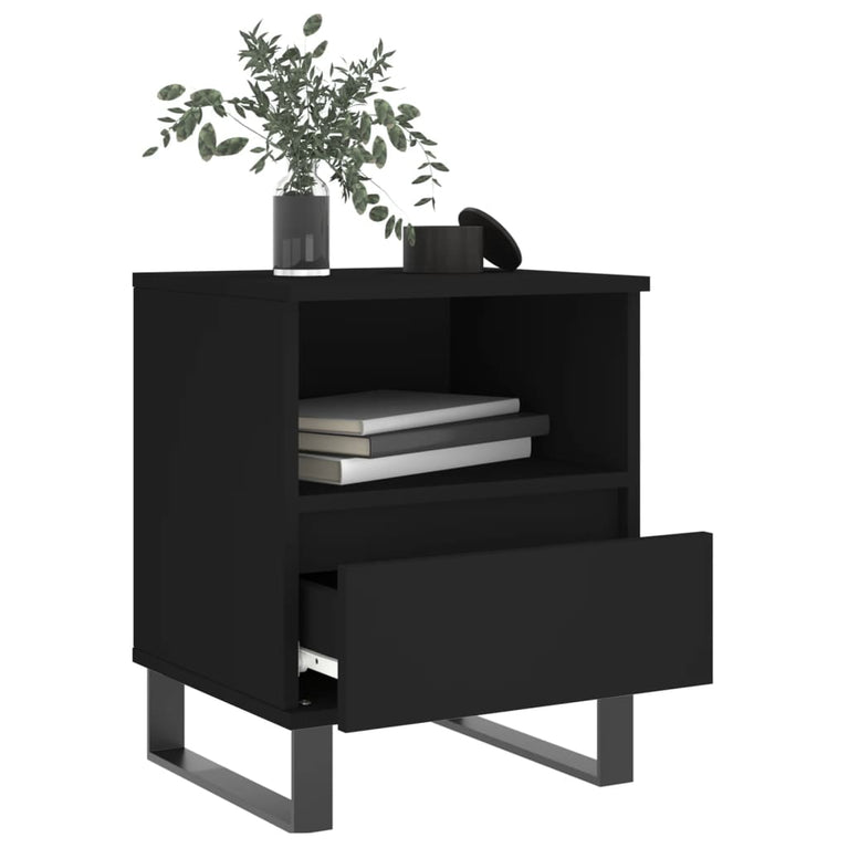 Nachtkastjes 2 st 40x35x50 cm bewerkt hout zwart MeubelReus