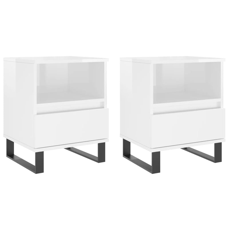 Nachtkastjes 2 st 40x35x50 cm bewerkt hout hoogglans wit MeubelReus