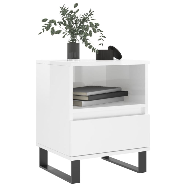 Nachtkastjes 2 st 40x35x50 cm bewerkt hout hoogglans wit MeubelReus