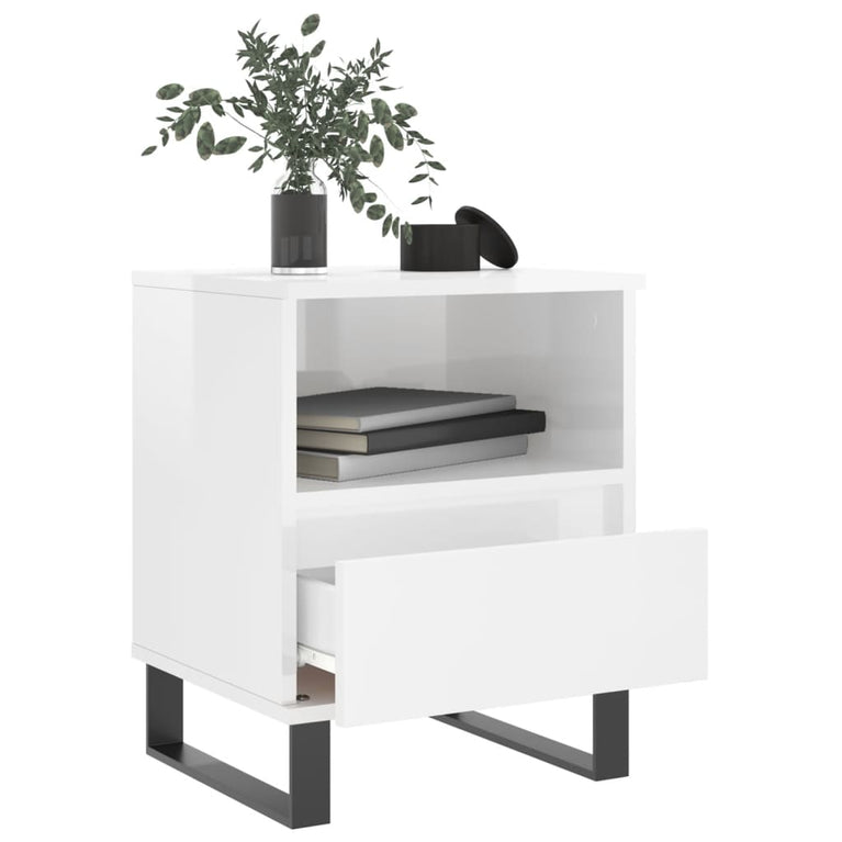 Nachtkastjes 2 st 40x35x50 cm bewerkt hout hoogglans wit MeubelReus