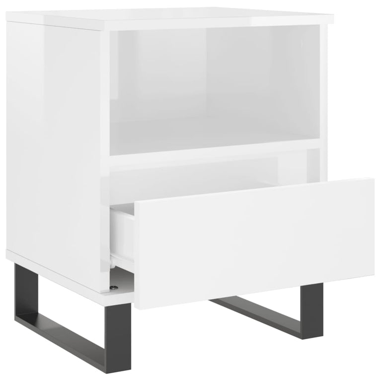Nachtkastjes 2 st 40x35x50 cm bewerkt hout hoogglans wit MeubelReus