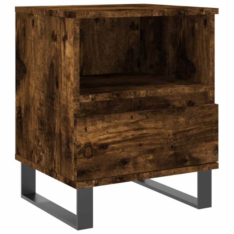 Nachtkastje 40x35x50 cm bewerkt hout gerookt eikenkleurig MeubelReus