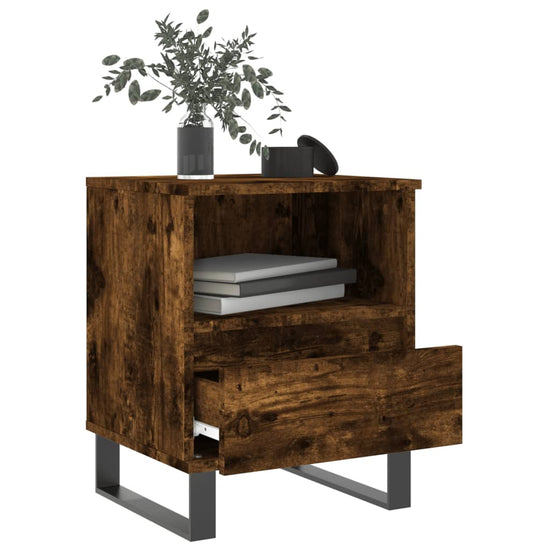 Nachtkastje 40x35x50 cm bewerkt hout gerookt eikenkleurig MeubelReus