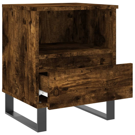 Nachtkastje 40x35x50 cm bewerkt hout gerookt eikenkleurig MeubelReus