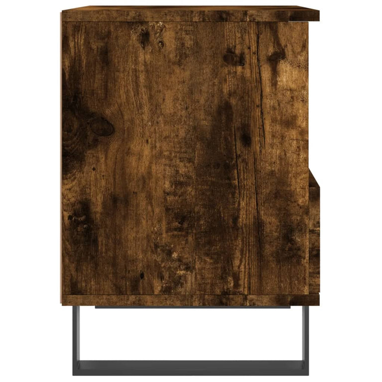 Nachtkastje 40x35x50 cm bewerkt hout gerookt eikenkleurig MeubelReus