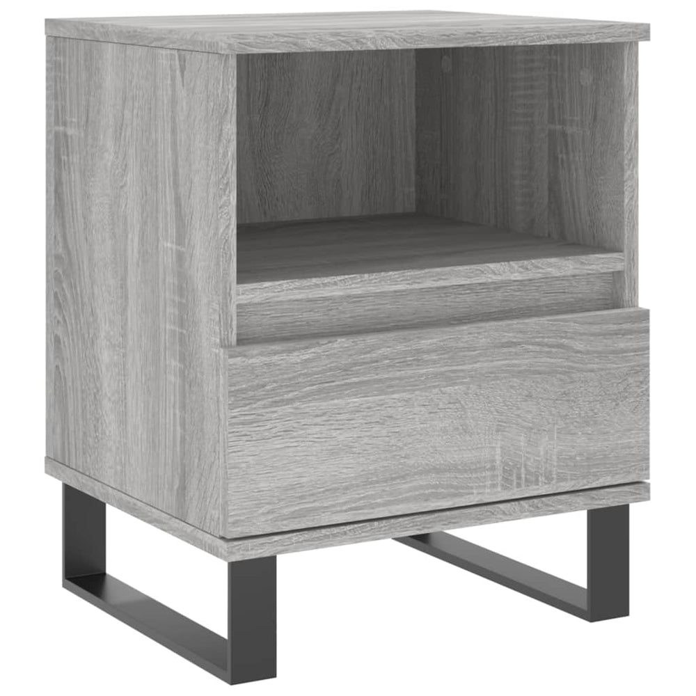 Nachtkastje 40x35x50 cm bewerkt hout grijs sonoma eikenkleurig MeubelReus