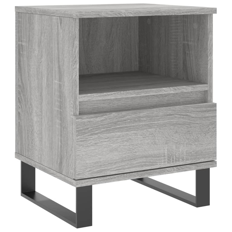 Nachtkastje 40x35x50 cm bewerkt hout grijs sonoma eikenkleurig MeubelReus