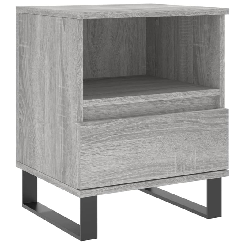 Nachtkastje 40x35x50 cm bewerkt hout grijs sonoma eikenkleurig MeubelReus