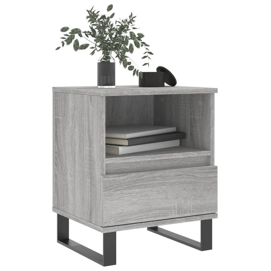 Nachtkastje 40x35x50 cm bewerkt hout grijs sonoma eikenkleurig MeubelReus