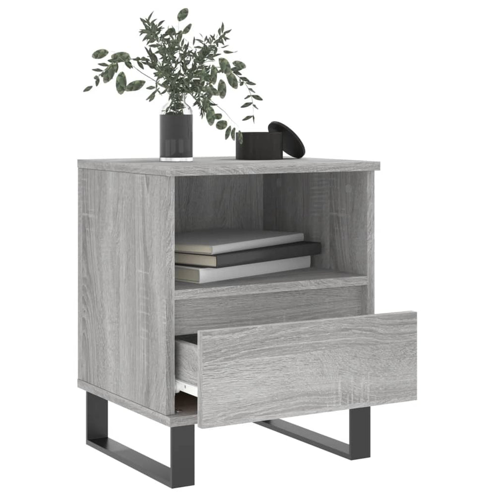 Nachtkastje 40x35x50 cm bewerkt hout grijs sonoma eikenkleurig MeubelReus