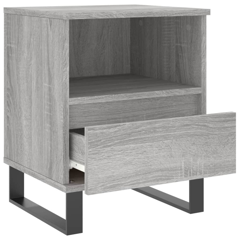 Nachtkastje 40x35x50 cm bewerkt hout grijs sonoma eikenkleurig MeubelReus