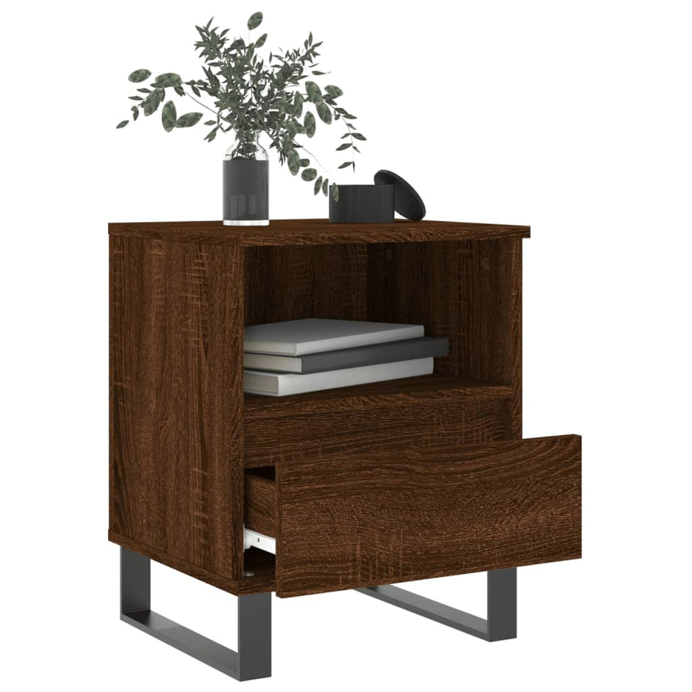Nachtkastje 40x35x50 cm bewerkt hout bruin eikenkleur MeubelReus