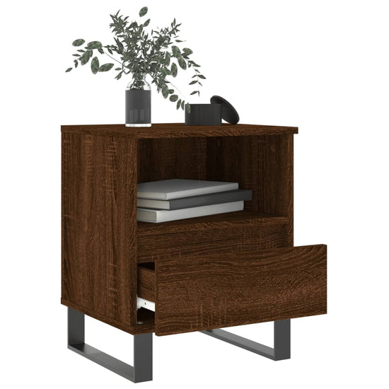 Nachtkastje 40x35x50 cm bewerkt hout bruin eikenkleur MeubelReus