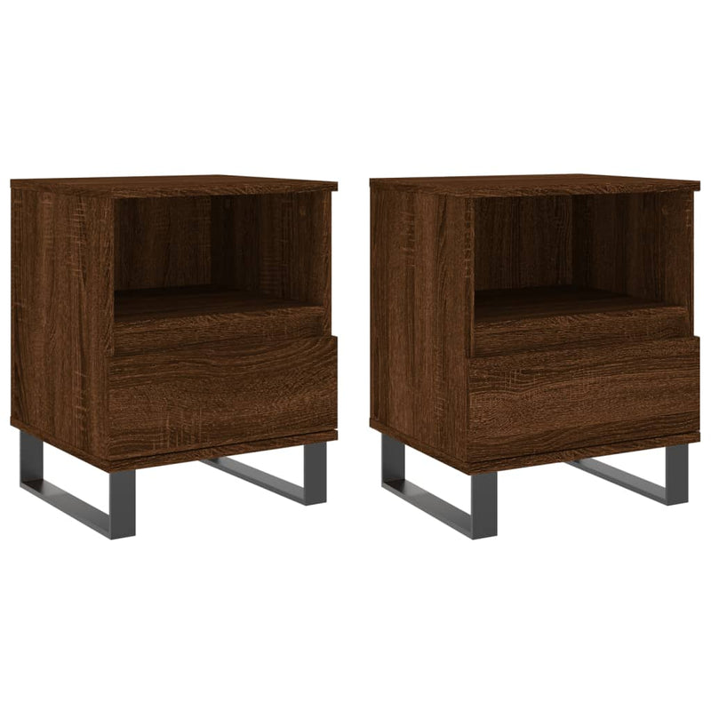 Nachtkastjes 2 st 40x35x50 cm bewerkt hout bruin eikenkleur MeubelReus