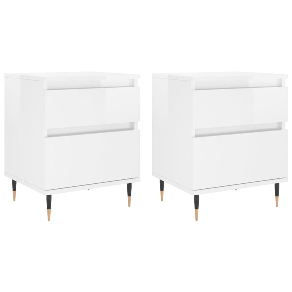 Nachtkastjes 2 st 40x35x50 cm bewerkt hout hoogglans wit MeubelReus