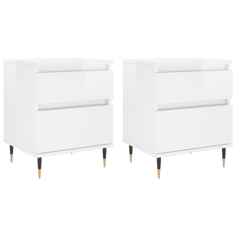 Nachtkastjes 2 st 40x35x50 cm bewerkt hout hoogglans wit MeubelReus