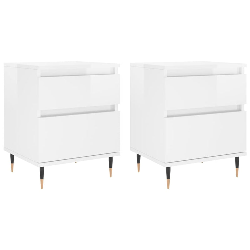 Nachtkastjes 2 st 40x35x50 cm bewerkt hout hoogglans wit MeubelReus
