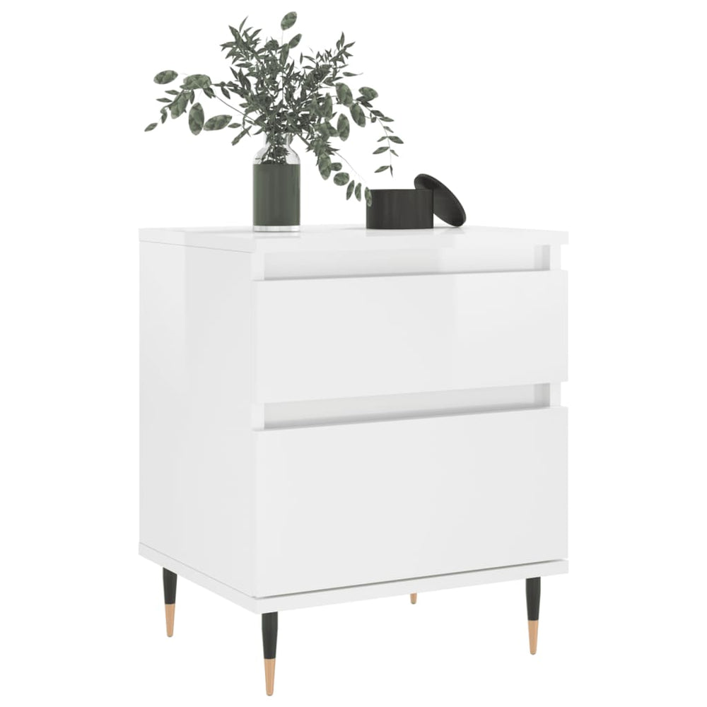 Nachtkastjes 2 st 40x35x50 cm bewerkt hout hoogglans wit MeubelReus