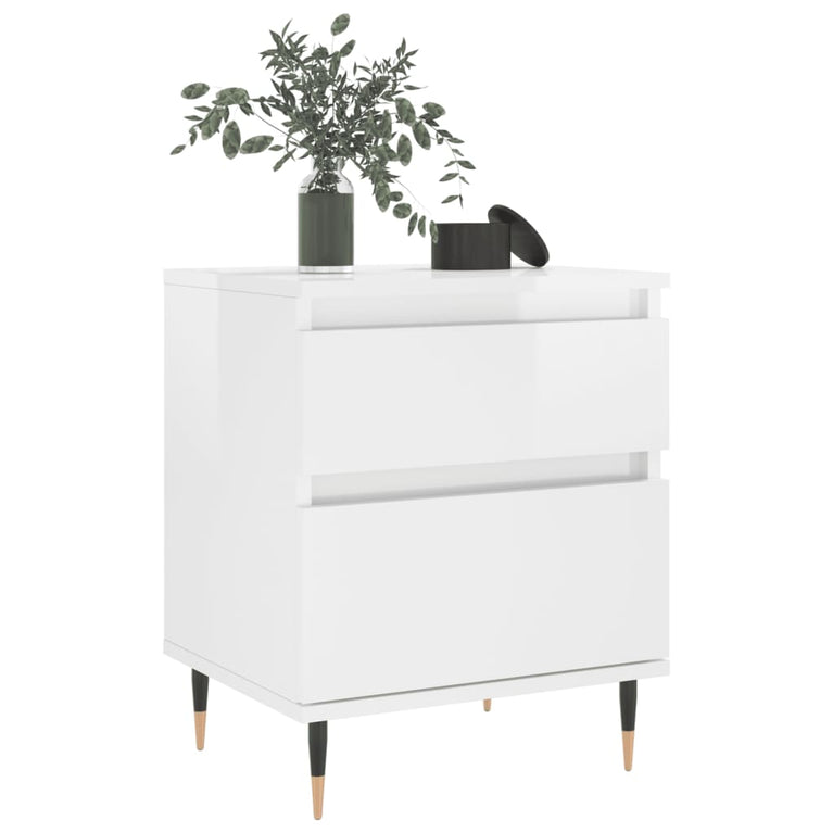 Nachtkastjes 2 st 40x35x50 cm bewerkt hout hoogglans wit MeubelReus