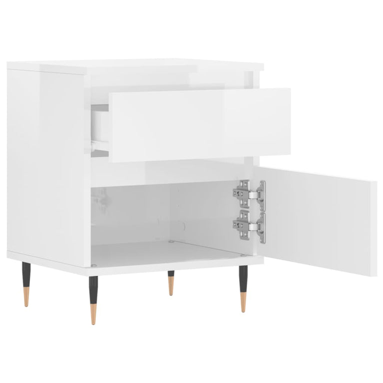 Nachtkastjes 2 st 40x35x50 cm bewerkt hout hoogglans wit MeubelReus