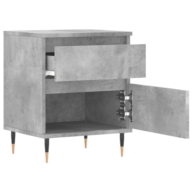 Nachtkastje 40x35x50 cm bewerkt hout betongrijs MeubelReus