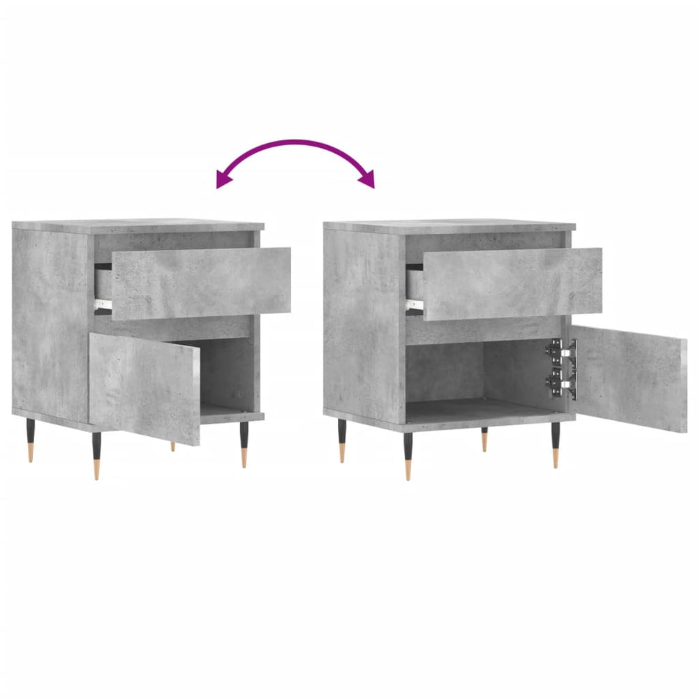 Nachtkastjes 2 st 40x35x50 cm bewerkt hout betongrijs MeubelReus