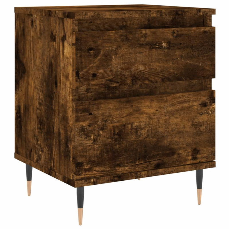 Nachtkastje 40x35x50 cm bewerkt hout gerookt eikenkleurig MeubelReus