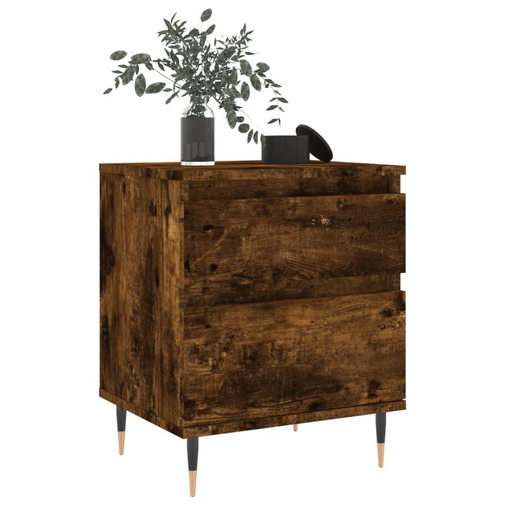 Nachtkastje 40x35x50 cm bewerkt hout gerookt eikenkleurig MeubelReus