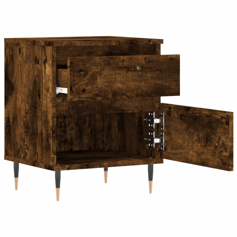 Nachtkastje 40x35x50 cm bewerkt hout gerookt eikenkleurig MeubelReus