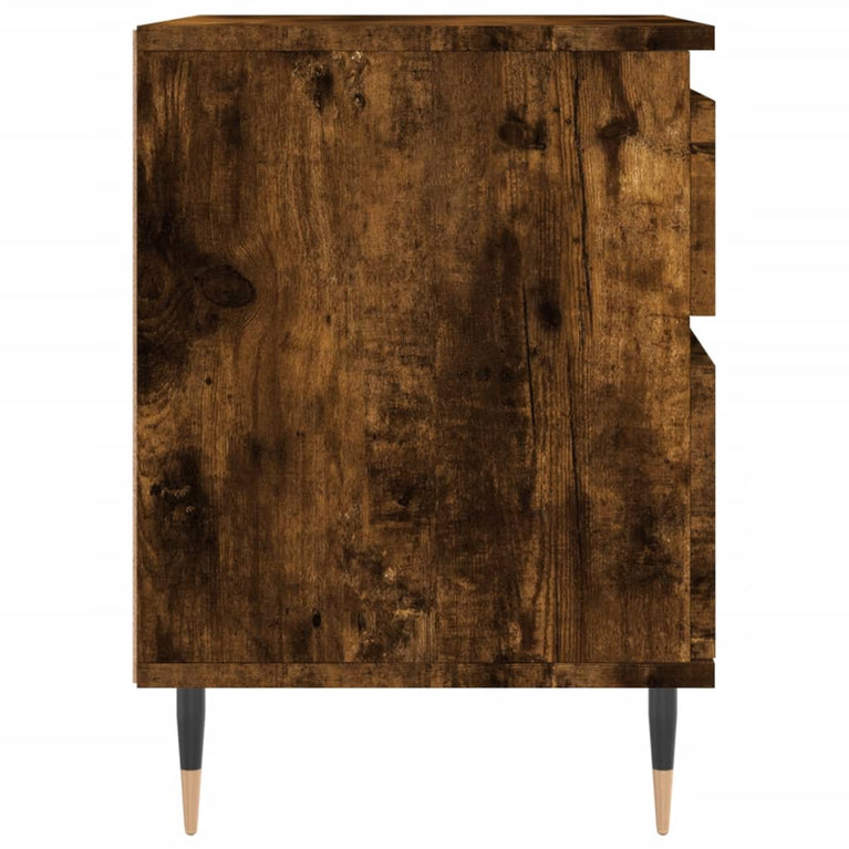 Nachtkastje 40x35x50 cm bewerkt hout gerookt eikenkleurig MeubelReus
