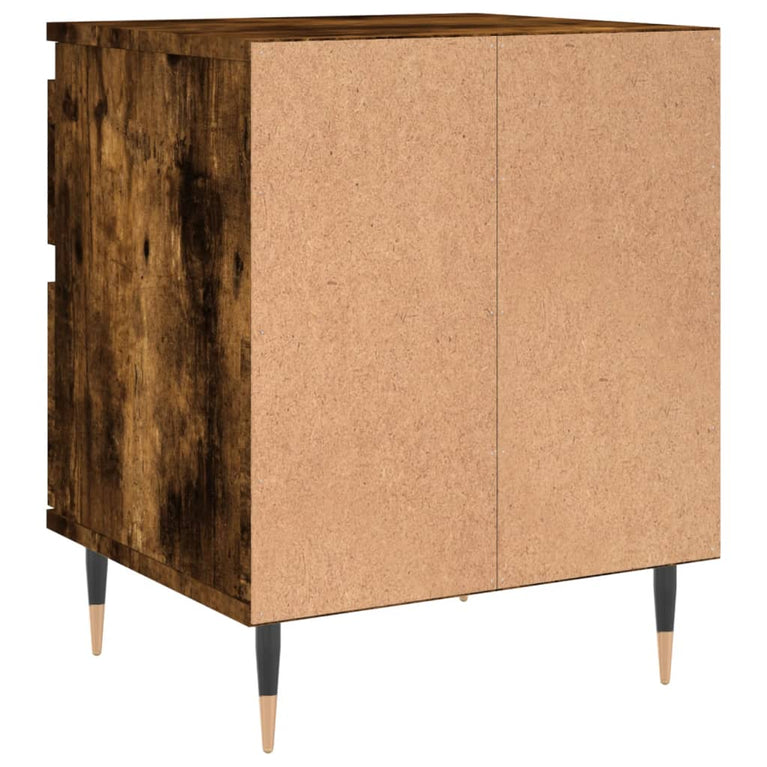 Nachtkastje 40x35x50 cm bewerkt hout gerookt eikenkleurig MeubelReus