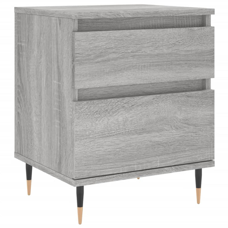 Nachtkastje 40x35x50 cm bewerkt hout grijs sonoma eikenkleurig MeubelReus
