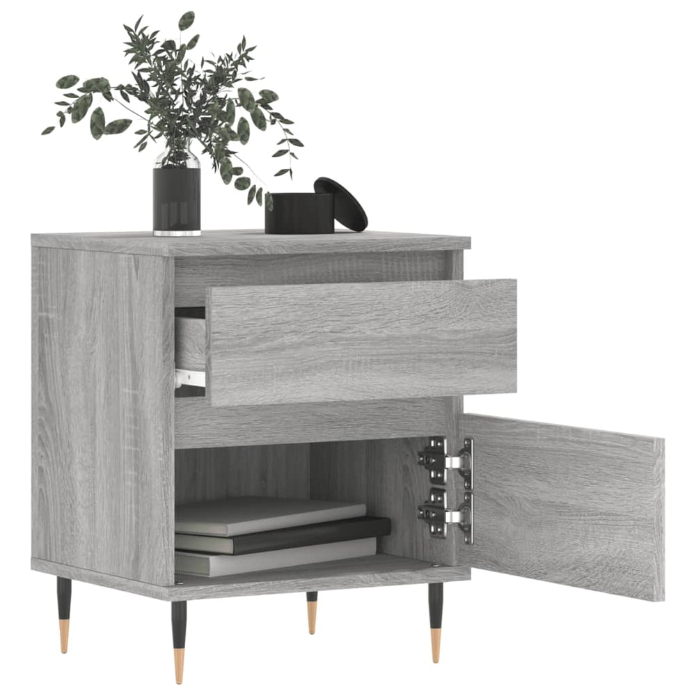Nachtkastje 40x35x50 cm bewerkt hout grijs sonoma eikenkleurig MeubelReus