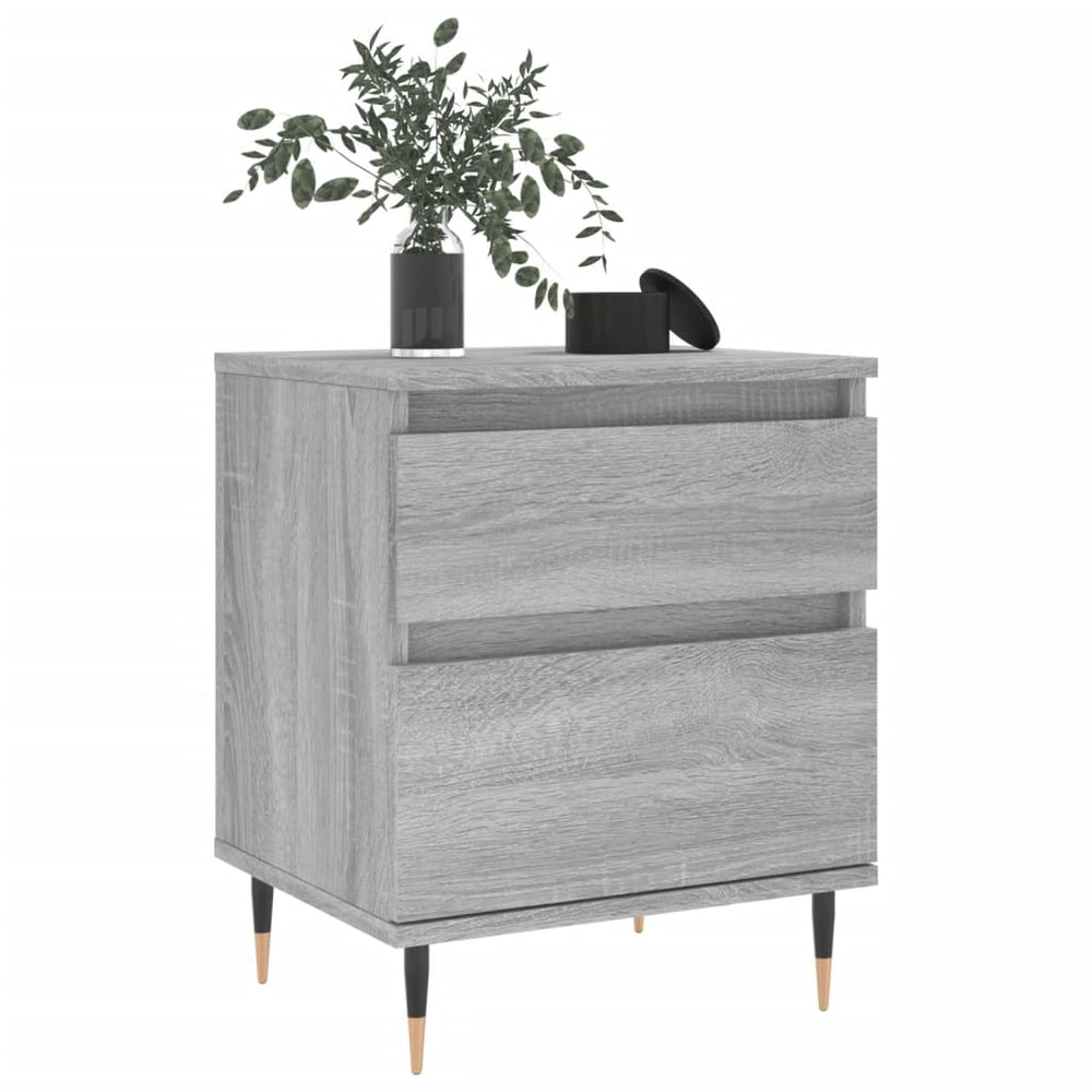 Nachtkastje 40x35x50 cm bewerkt hout grijs sonoma eikenkleurig MeubelReus