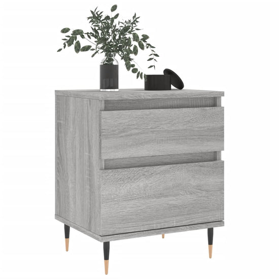 Nachtkastje 40x35x50 cm bewerkt hout grijs sonoma eikenkleurig MeubelReus