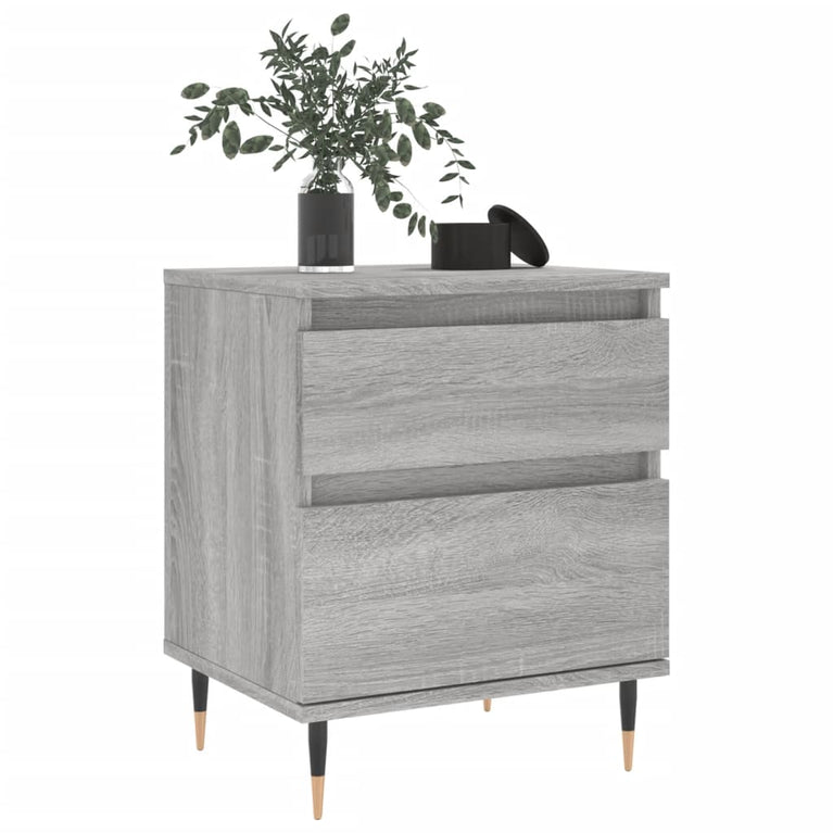 Nachtkastje 40x35x50 cm bewerkt hout grijs sonoma eikenkleurig MeubelReus
