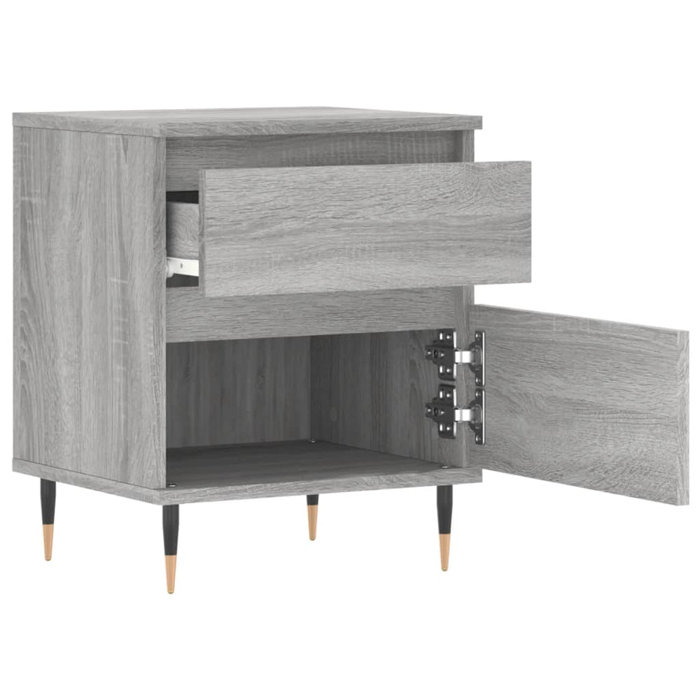 Nachtkastje 40x35x50 cm bewerkt hout grijs sonoma eikenkleurig MeubelReus