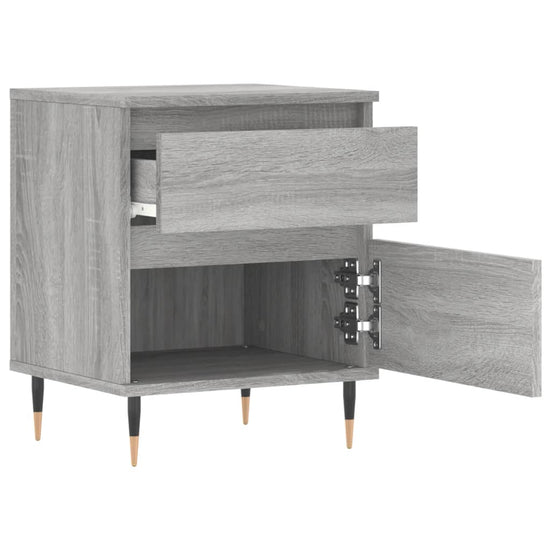 Nachtkastje 40x35x50 cm bewerkt hout grijs sonoma eikenkleurig MeubelReus