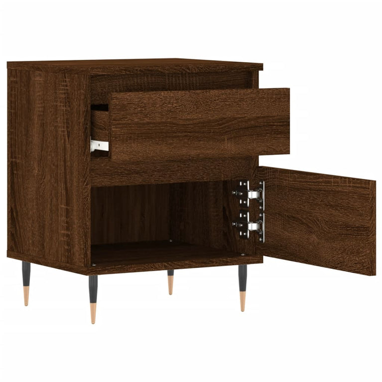 Nachtkastje 40x35x50 cm bewerkt hout bruin eikenkleur MeubelReus