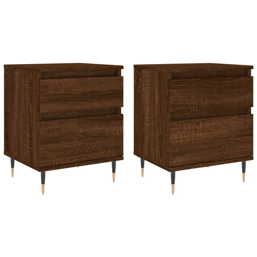 Nachtkastjes 2 st 40x35x50 cm bewerkt hout bruin eikenkleur MeubelReus
