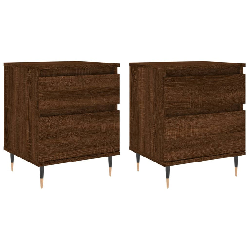 Nachtkastjes 2 st 40x35x50 cm bewerkt hout bruin eikenkleur MeubelReus
