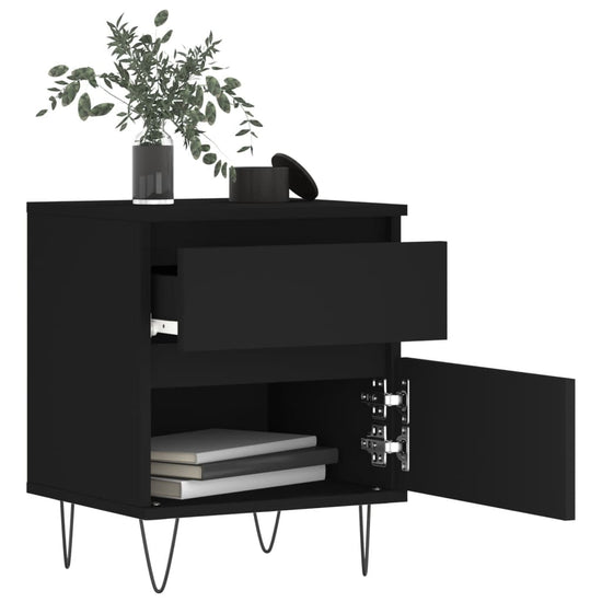 Nachtkastjes 2 st 40x35x50 cm bewerkt hout zwart MeubelReus