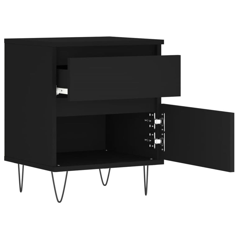Nachtkastjes 2 st 40x35x50 cm bewerkt hout zwart MeubelReus