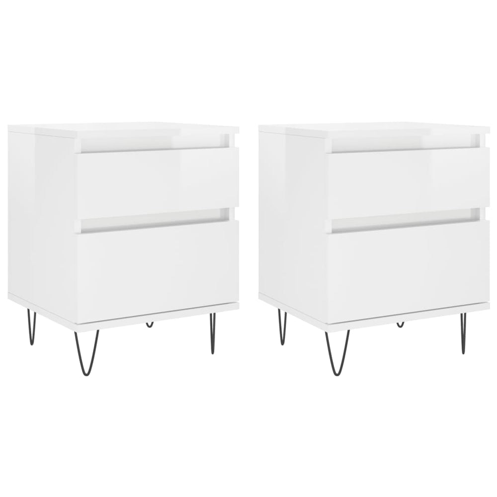 Nachtkastjes 2 st 40x35x50 cm bewerkt hout hoogglans wit MeubelReus