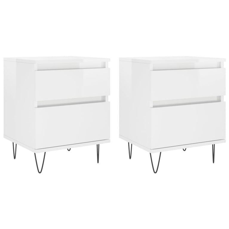 Nachtkastjes 2 st 40x35x50 cm bewerkt hout hoogglans wit MeubelReus